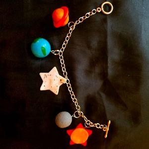 Handmade Celestial polymer clay charm bracelet
